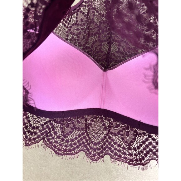 PINK Victoria's Secret Lace Bralette Womens Burgundy Size S D-DD Push Up - Picture 5 of 8